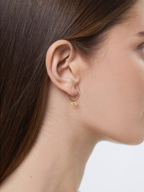 Nausnice Parfois 925 Silver Hoop With Eye Charm Damske Zlate | SK-QO3851074