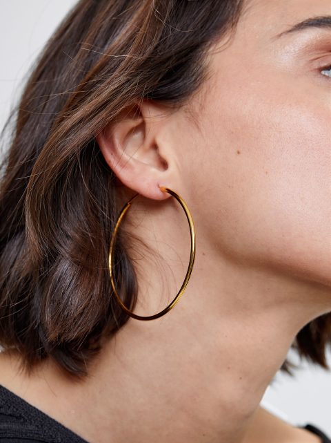 Nausnice Parfois 925 Silver Large Hoop Damske Zlate | SK-QD2715943