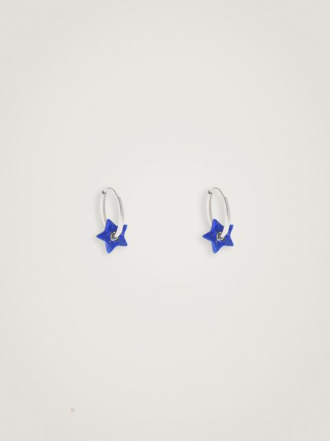 Nausnice Parfois 925 Silver Star Hoop Damske Modre | SK-UN1748509