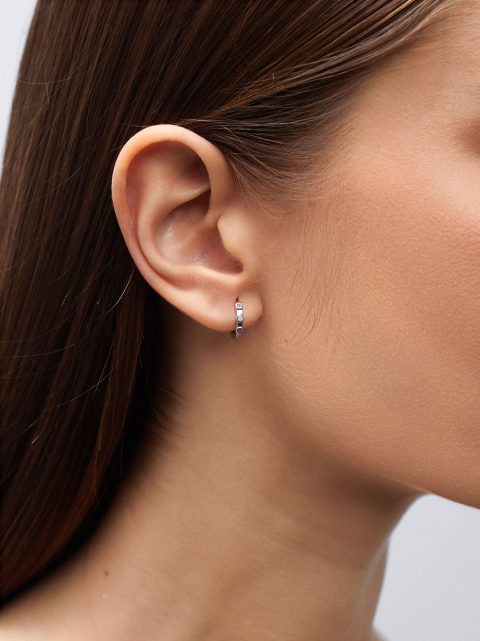 Nausnice Parfois 925 Sterling Silver Hoops With Zirconia Damske Strieborne | SK-LC3295406
