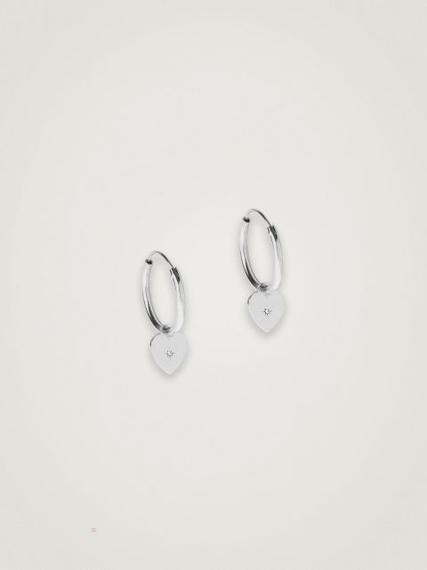 Nausnice Parfois 925 Sterling Silver Hoops With Heart Damske Strieborne | SK-LH6847039