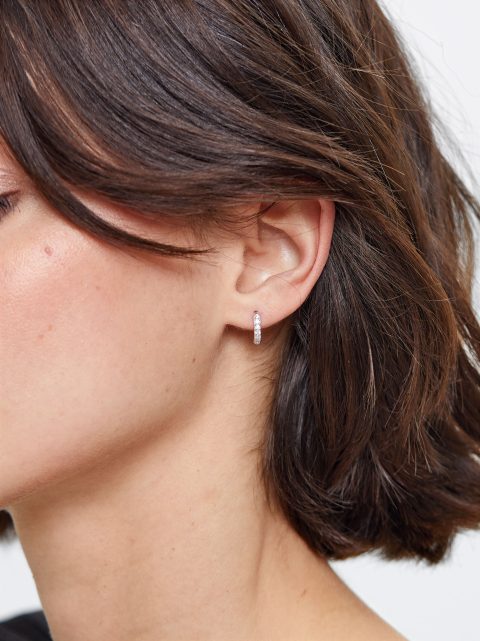 Nausnice Parfois 925 Sterling Silver Hoops With Zirconia Damske Strieborne | SK-SU4120538