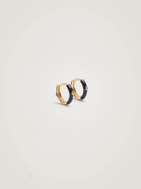 Nausnice Parfois 925 Sterling Silver Hoops With Zirconia Damske Námornícka Modrá | SK-UX3401798