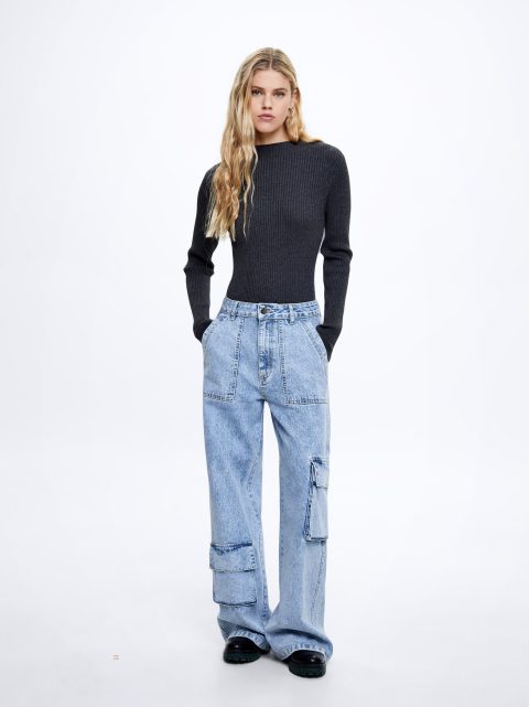 Nohavice Parfois Denim Cargo Damske Modre | SK-EN8190572