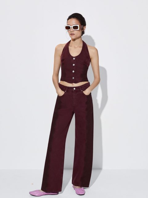 Nohavice Parfois Denim Colour Block Damske Nachový | SK-JF8067945