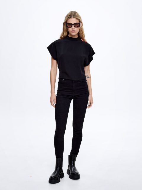 Nohavice Parfois Denim Vychudnutý Damske Čierne | SK-JK1548096