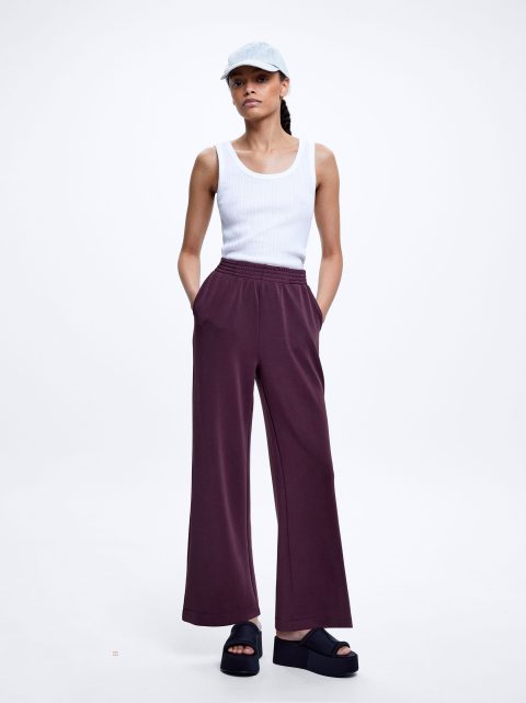 Nohavice Parfois Modal With Elastic Waistband Damske Bordove | SK-TQ7845062