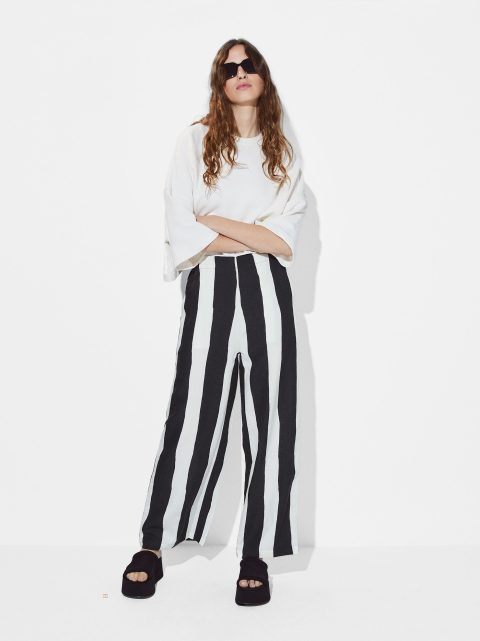 Nohavice Parfois Pruhované Linen Damske Viacfarebný | SK-GB3218567