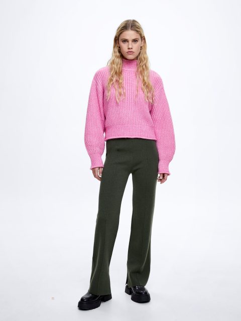 Nohavice Parfois Rovno Knit Damske Zelene | SK-KM4571890