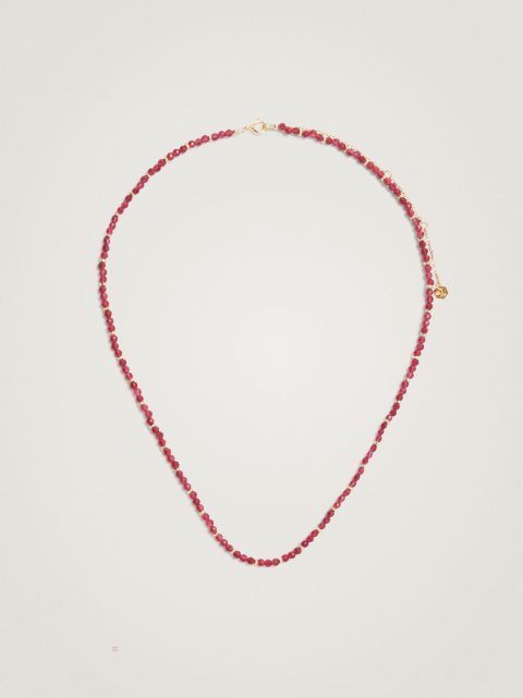 Náhrdelník Parfois 925 Silver With Beads Damske Bordove | SK-RS9786024
