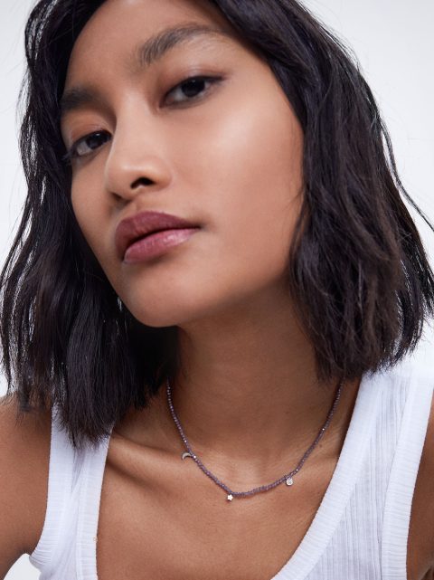 Náhrdelník Parfois 925 Silver With Zirconia Damske Nachový | SK-GE2718593