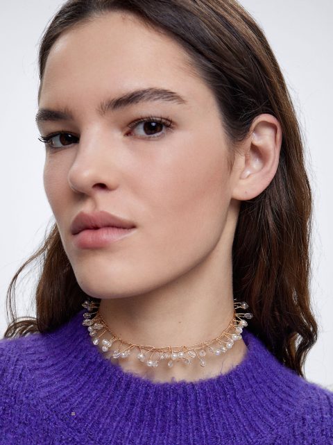 Náhrdelník Parfois Choker With Pearls Damske Biele | SK-SU0837295