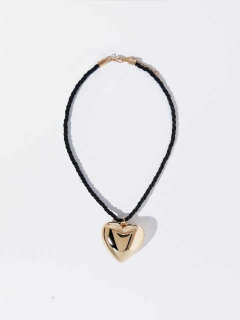 Náhrdelník Parfois Cord With Heart Damske Čierne | SK-CZ0264159