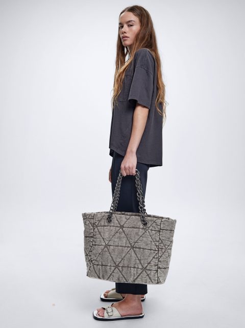 Nákupné Tašky Parfois Denim Tote Damske Siva | SK-EU3075298