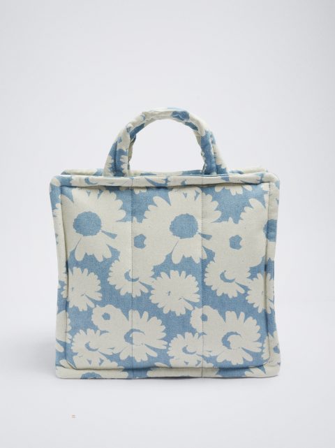 Nákupné Tašky Parfois Floral Print Denim Tote Damske Modre | SK-KF4971538