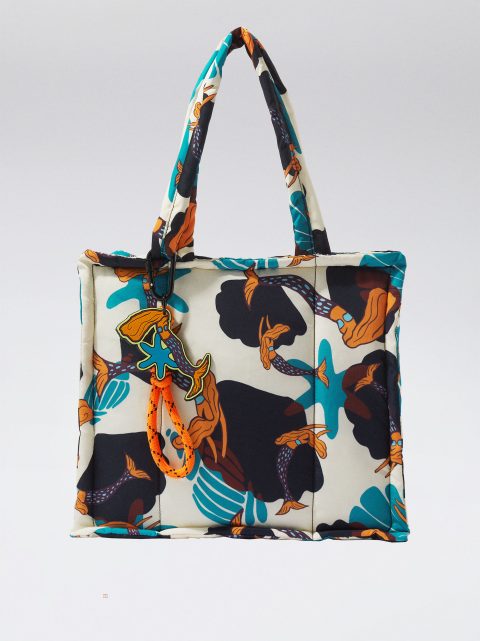 Nákupné Tašky Parfois Nylon Printed Tote Damske Biele | SK-DK8734129