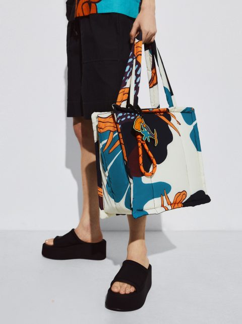 Nákupné Tašky Parfois Nylon Printed Tote Damske Biele | SK-QW2601347
