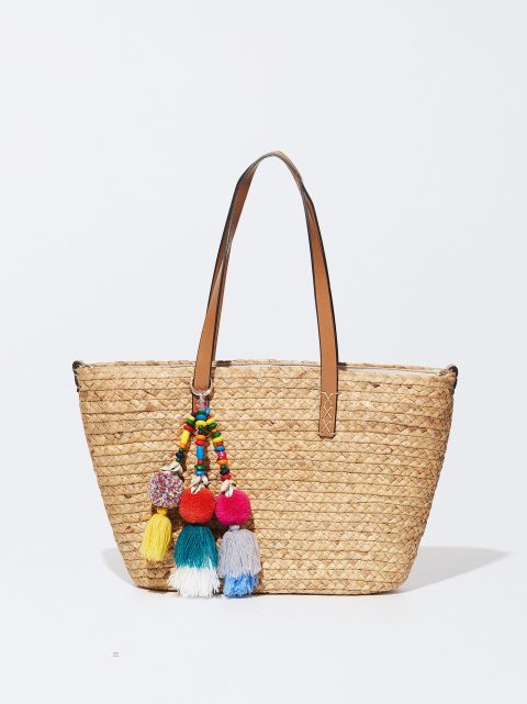 Nákupné Tašky Parfois Straw Tote With Pendant Damske Béžové | SK-NV2409513