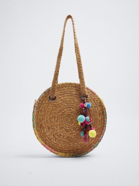 Nákupné Tašky Parfois Straw Tote With Pendant Damske Béžové | SK-PI4716935