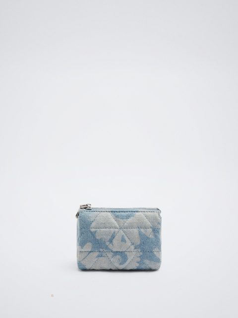 Penazenky Parfois Flower Print Denim Coin Damske Modre | SK-ZP1023749