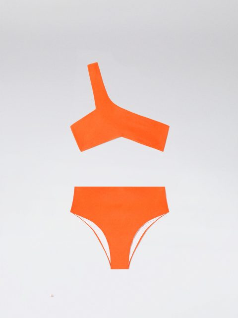 Plavky Parfois High-Waisted Asymmetric Bikiny Damske Oranžové | SK-CQ9250163