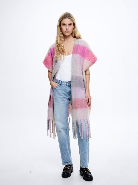 Pončá Parfois Poncho With Fringes Damske Ruzove | SK-SY0912438