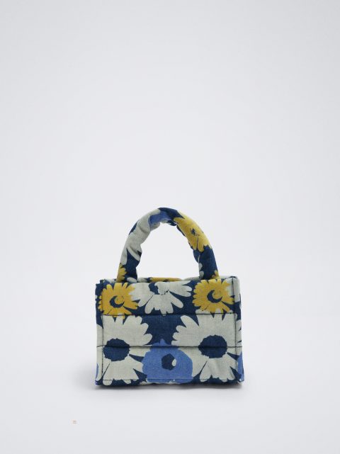 Prenosná Taška Parfois Floral Print Denim Damske Modre | SK-OQ1809576