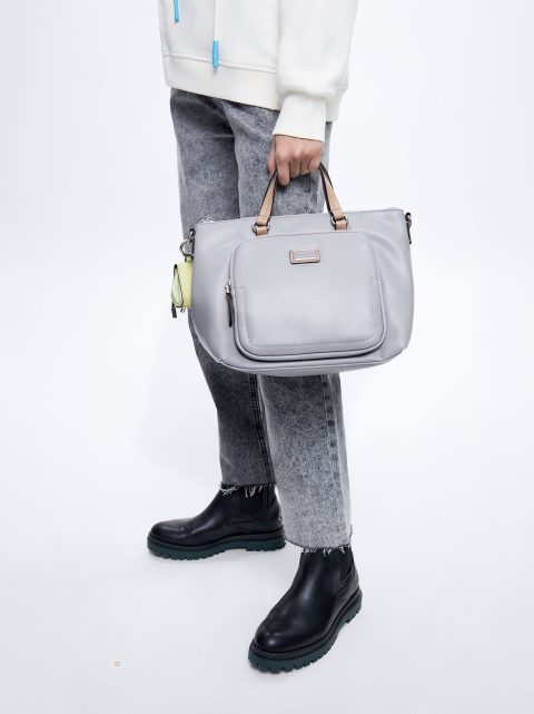 Prenosná Taška Parfois Tote Bag With Pendant Damske Modre | SK-SJ6974308