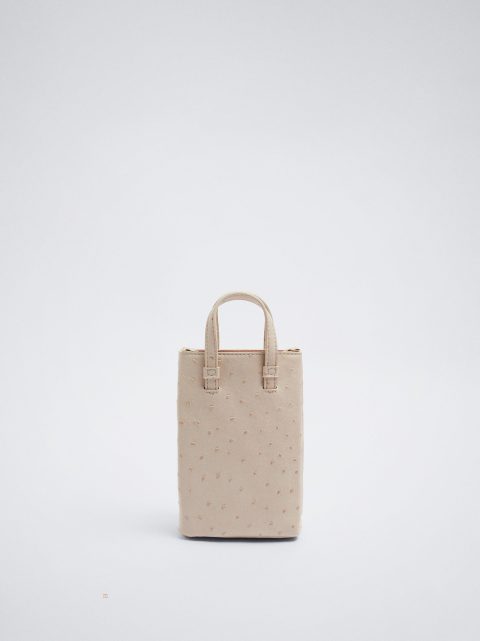 Puzdro na Mobil Parfois Embossed Mobile Damske Béžové | SK-OV3420591