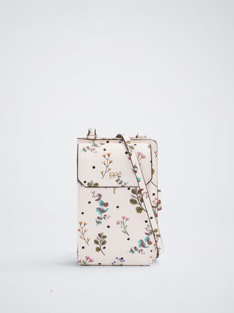 Puzdro na Mobil Parfois Floral Print Mobile Damske Béžové | SK-BU3519470