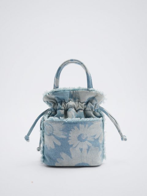 Puzdro na Mobil Parfois Flower Print Denim Damske Modre | SK-OS5049732