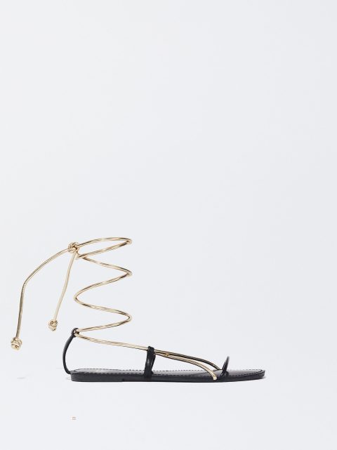 Sandále Parfois Balerinky Tied Damske Čierne | SK-NA0937251