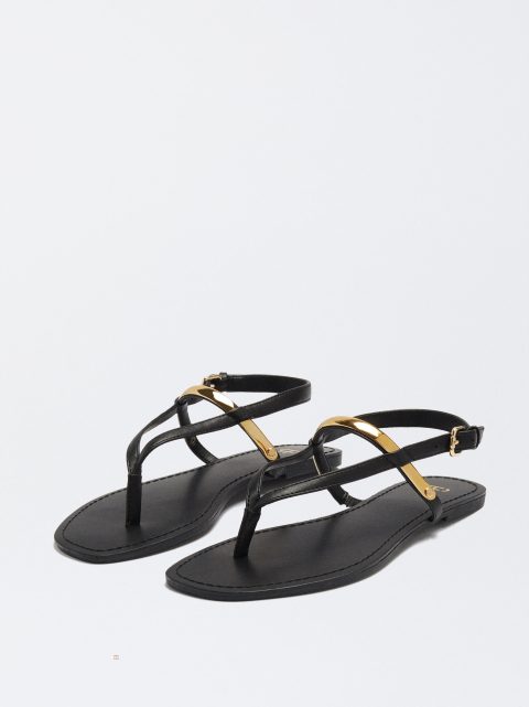 Sandále Parfois Balerinky With Metallic Detail Damske Čierne | SK-XQ6314927