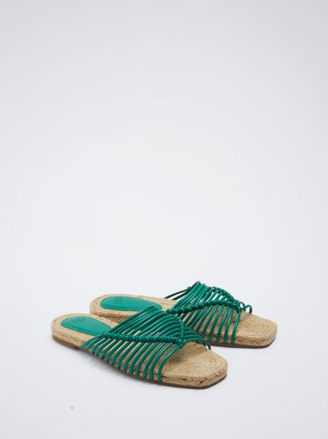 Sandále Parfois Cross Straps Jute Damske Zelene | SK-IH8504697