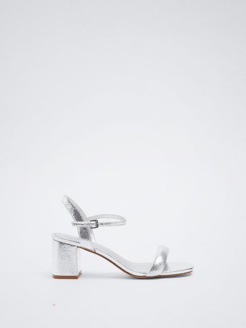 Sandále Parfois High Heel Metallic Damske Strieborne | SK-LD4875960