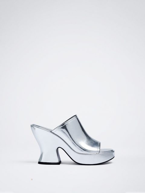 Sandále Parfois High Heel Metallic Damske Strieborne | SK-ZK4618239