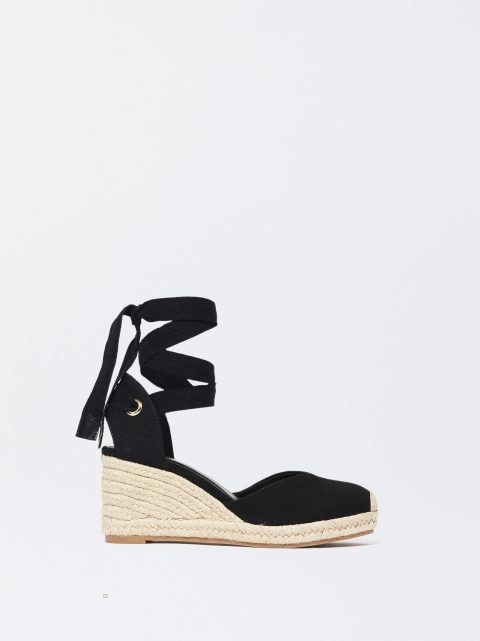 Sandále Parfois Online Exclusive - Jute Wedge Damske Čierne | SK-NF1258937