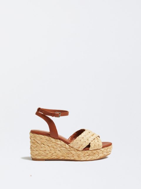 Sandále Parfois Raffia Wedge Damske Béžové | SK-ZA9204861