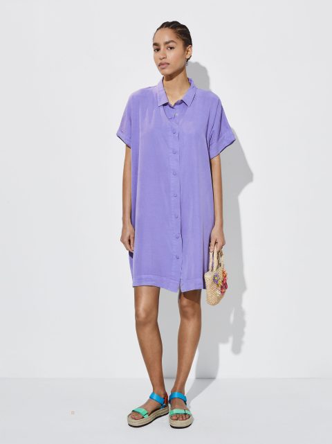 Saty Parfois 100% Lyocell Shirt Damske Modre | SK-CO8172634