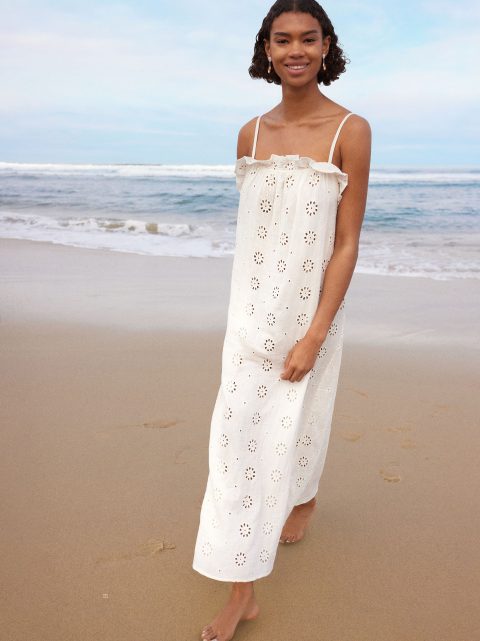 Saty Parfois Embroidered Long Damske Biele | SK-CQ9710652
