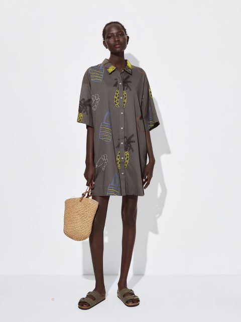 Saty Parfois Embroidered Shirt Damske Viacfarebný | SK-BX6127095