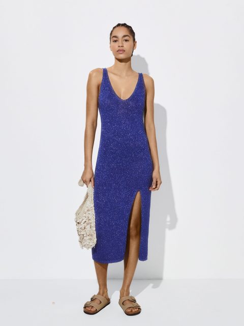 Saty Parfois Metallic Fabric Pletené Damske Námornícka Modrá | SK-OR1630872