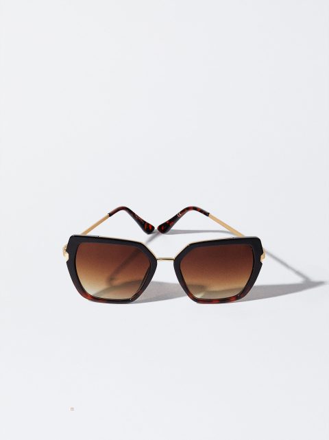 Slnecne Okuliare Parfois Metallic Damske Hnede | SK-GA9437258