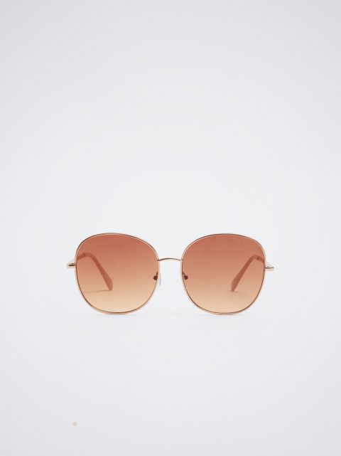 Slnecne Okuliare Parfois Round Metallic Damske Ruzove Zlate | SK-AQ0172469