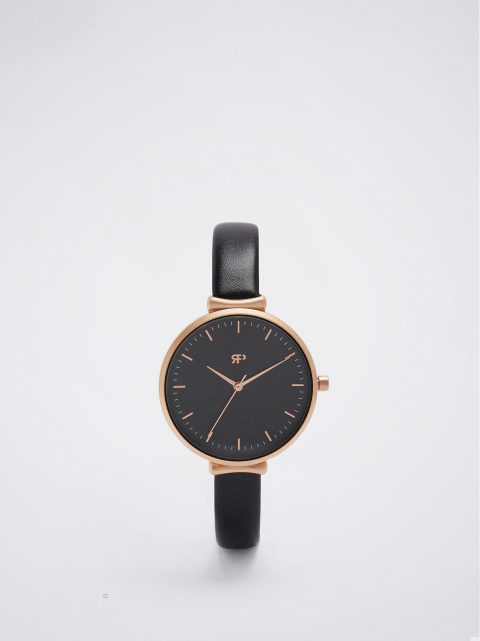 Strieborné Hodinky Parfois Watch With Kozene Effect Wristband Damske Čierne | SK-PE6097328