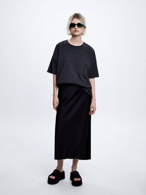 Sukne Parfois Long Satin Damske Čierne | SK-IB8120749