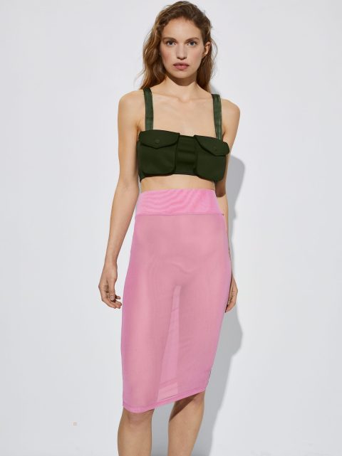 Sukne Parfois Midi With Elastic Waistband Damske Ruzove | SK-PH7068591