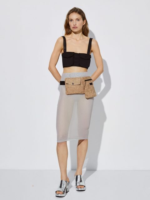 Sukne Parfois Midi With Elastic Waistband Damske Siva | SK-XQ1360247