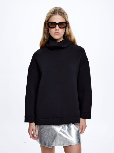 Svetre Parfois High-Neck Neoprene Damske Čierne | SK-UE1702963