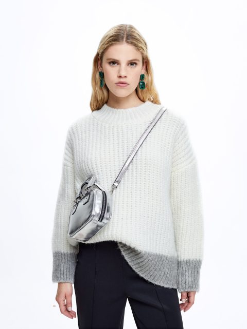Svetre Parfois Knit With Color Block Damske Biele Siva | SK-RL1493026